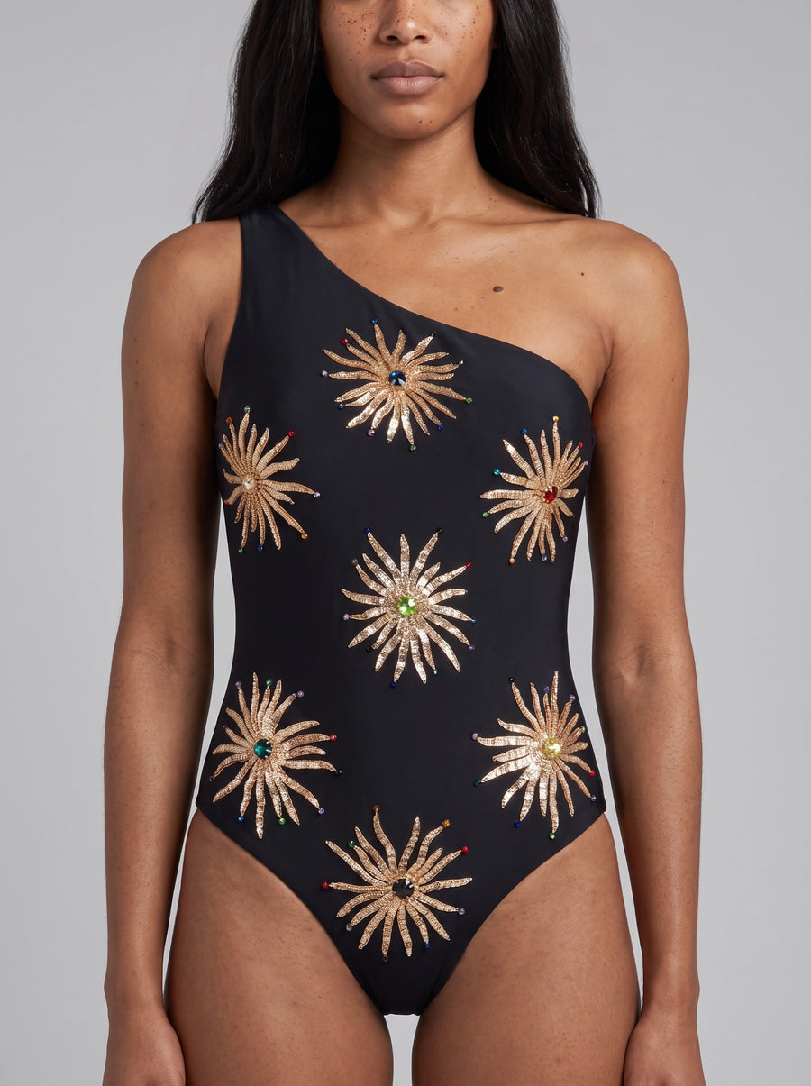 Callie Velvet Swimsuit in Black