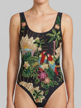 Pandora Luxe Hand Beaded Black Swimsuit in Stock