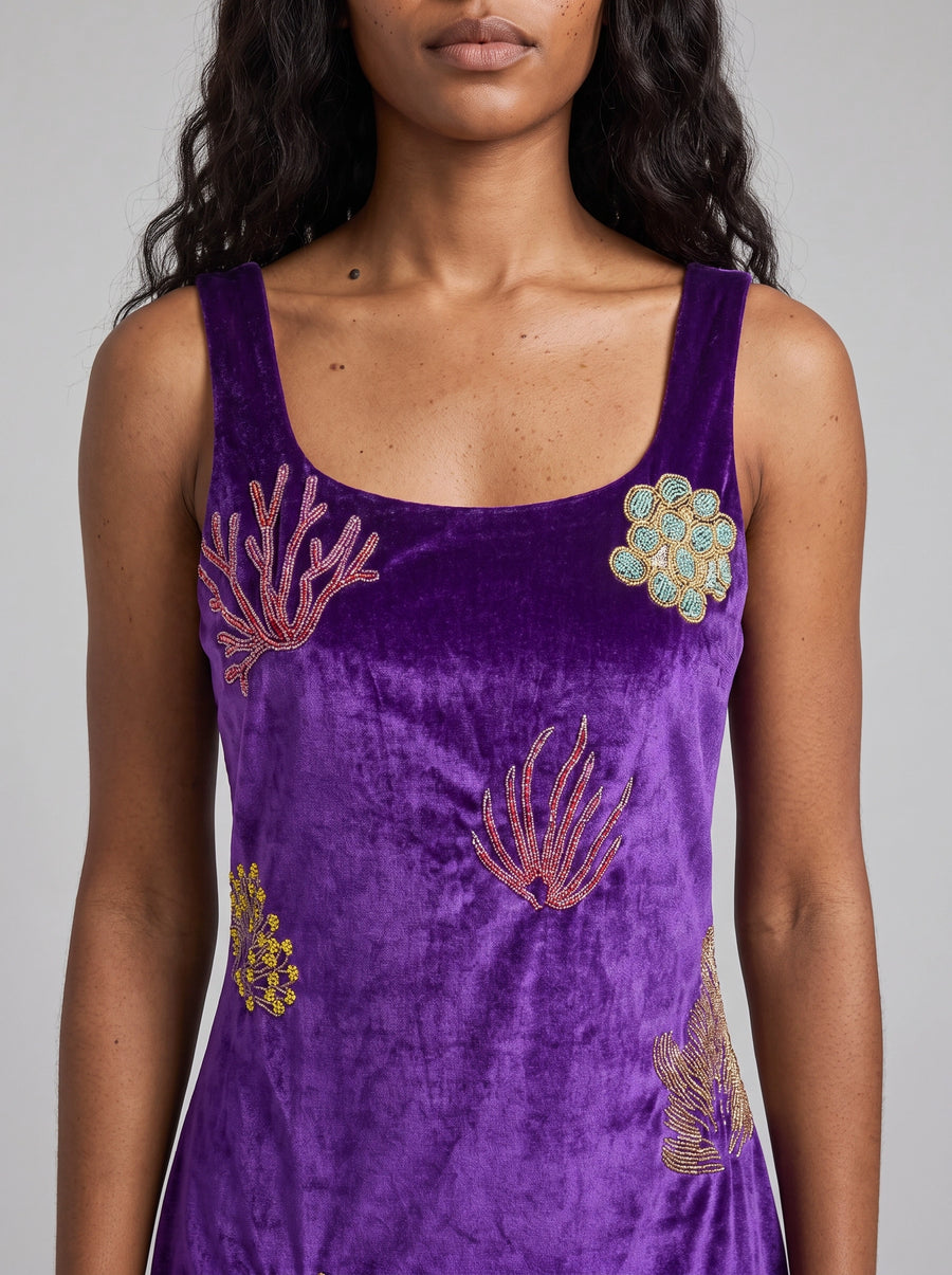 Coral Purple Velvet Mini Dress