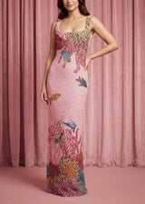 Oceanic Bloom Pink Maxi Dress