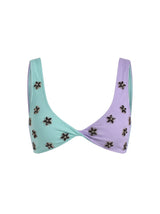 Luna Two-Tone Floral Embellished Bikini Top