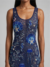 Coralie Sheer Maxi Dress in Navy