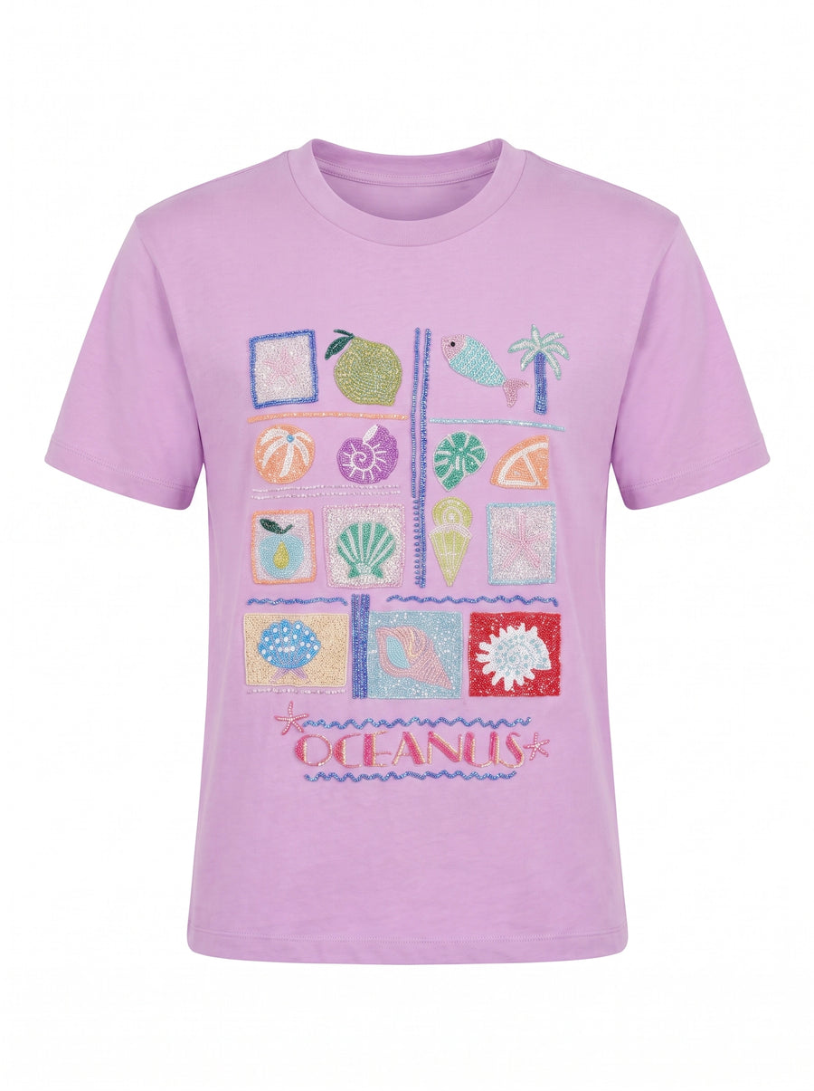 Lilac Plage Tee Beaded T-Shirt