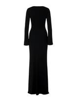Crescent Shell Bell Sleeve Dress in Black