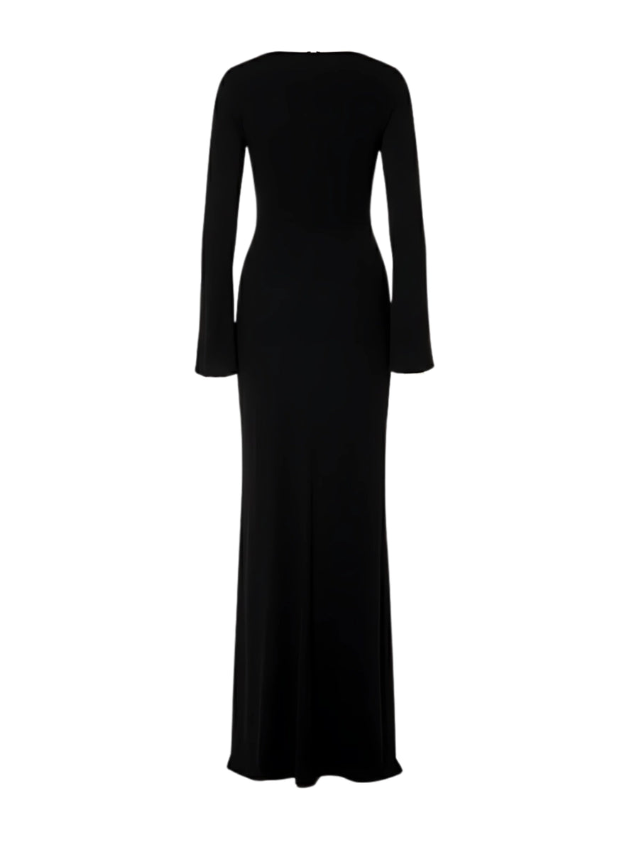 Crescent Shell Bell Sleeve Dress in Black