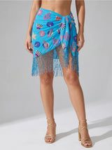 Oceanic Blue Tasseled Sarong