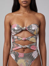 STRAPLESS SWIMSUITS SHELL STARFISH SILVER WITH HOLE