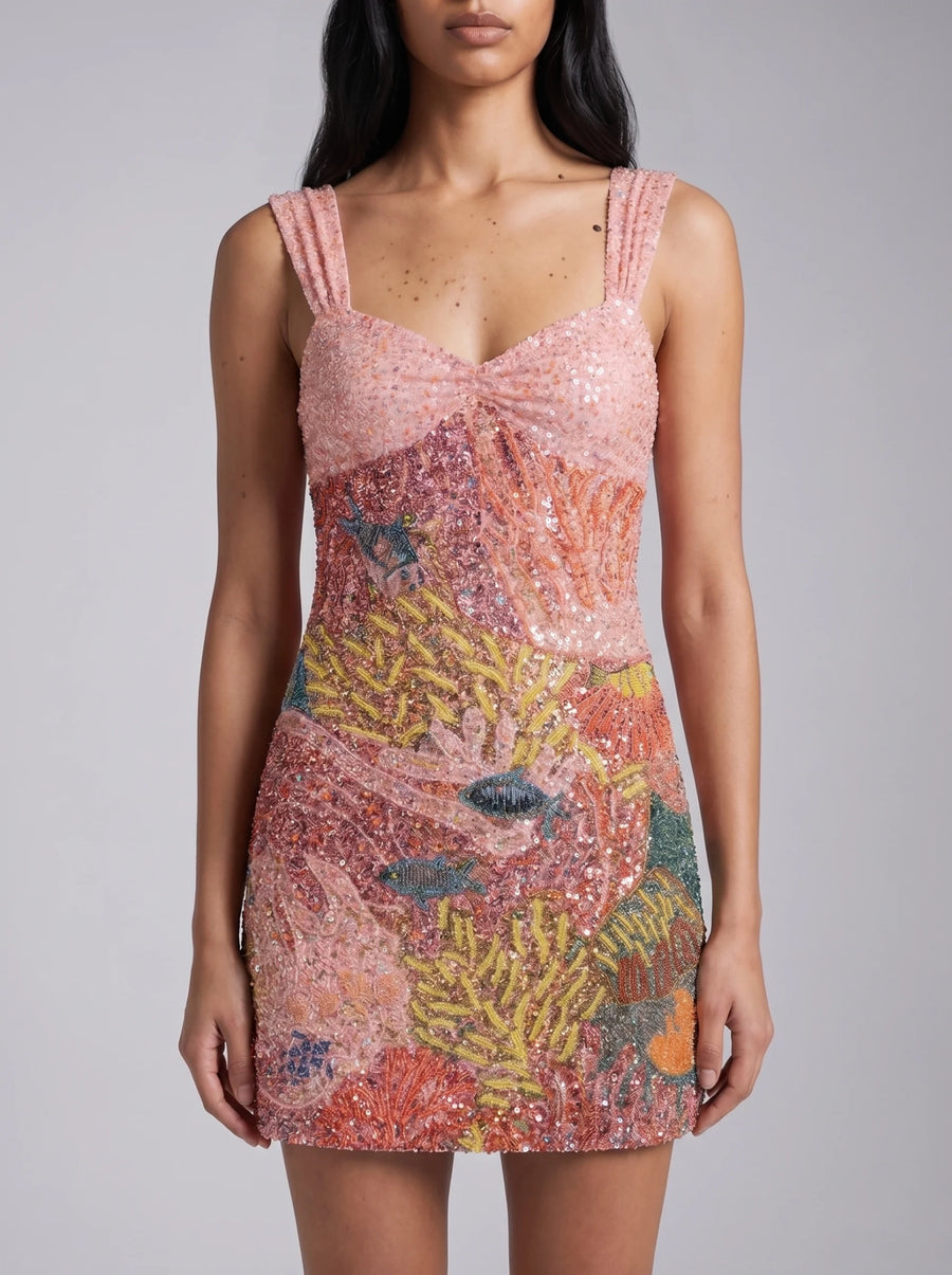Coral Dreamscape Dress
