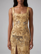 Zola Gold Midi Slip Dress