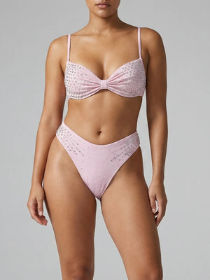 Ophelia Hand Embroidered Bikini Top Pink