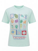 Green Mint Plage Tee Beaded T-shirt