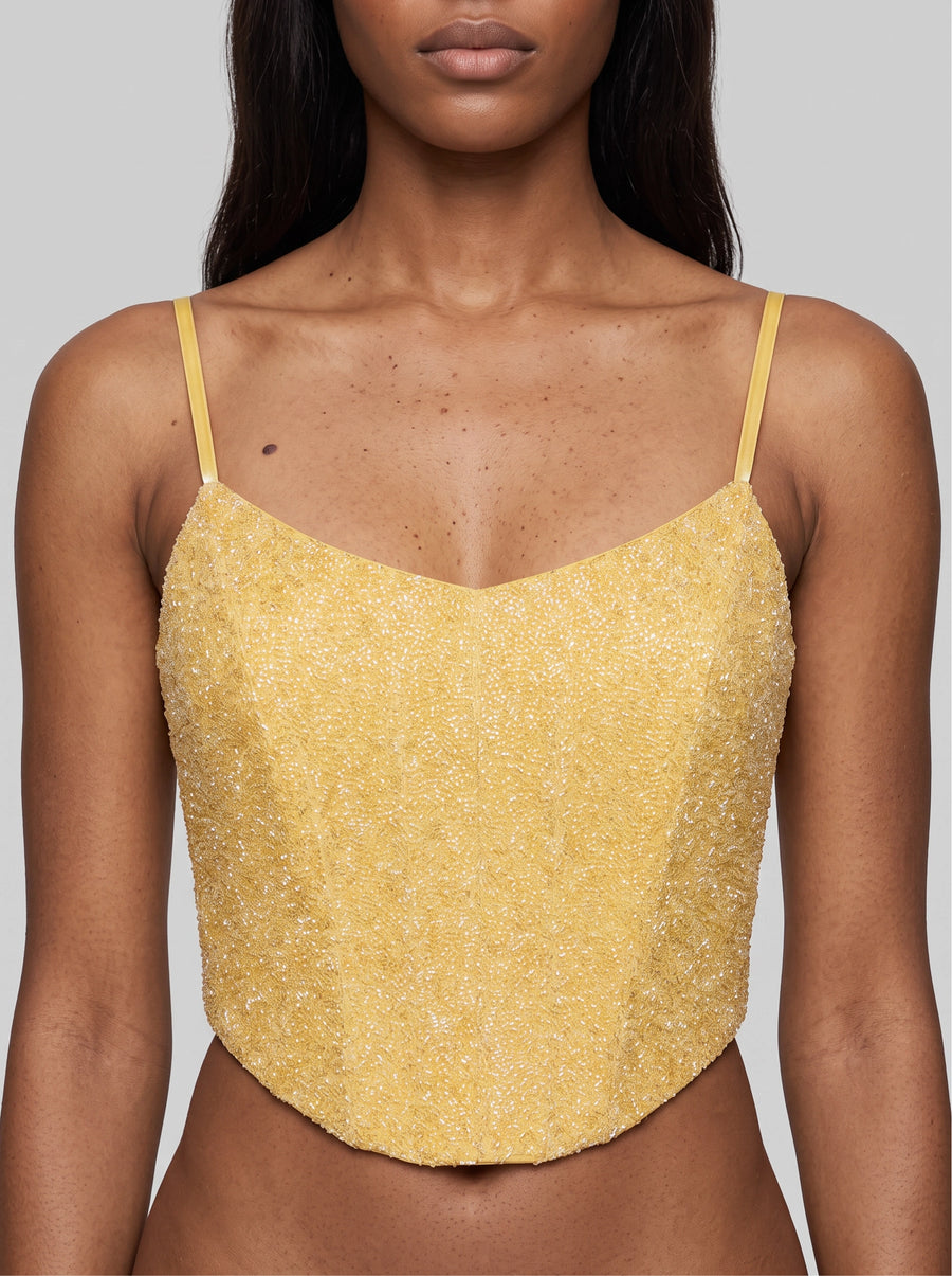 Yellow Beaded Top