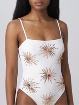 Dolly Two Strap Retro Swimsuit White