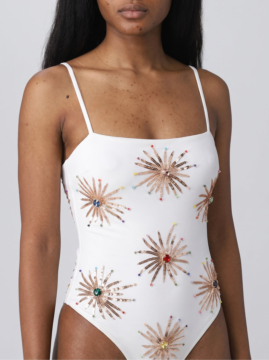 Dolly Two Strap Retro Swimsuit White