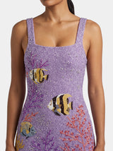 Morish Idol Hand Beaded Mini Dress Purple