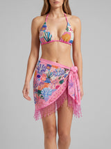 Starfish Mosaic Tasseled Pink Mini Sarong