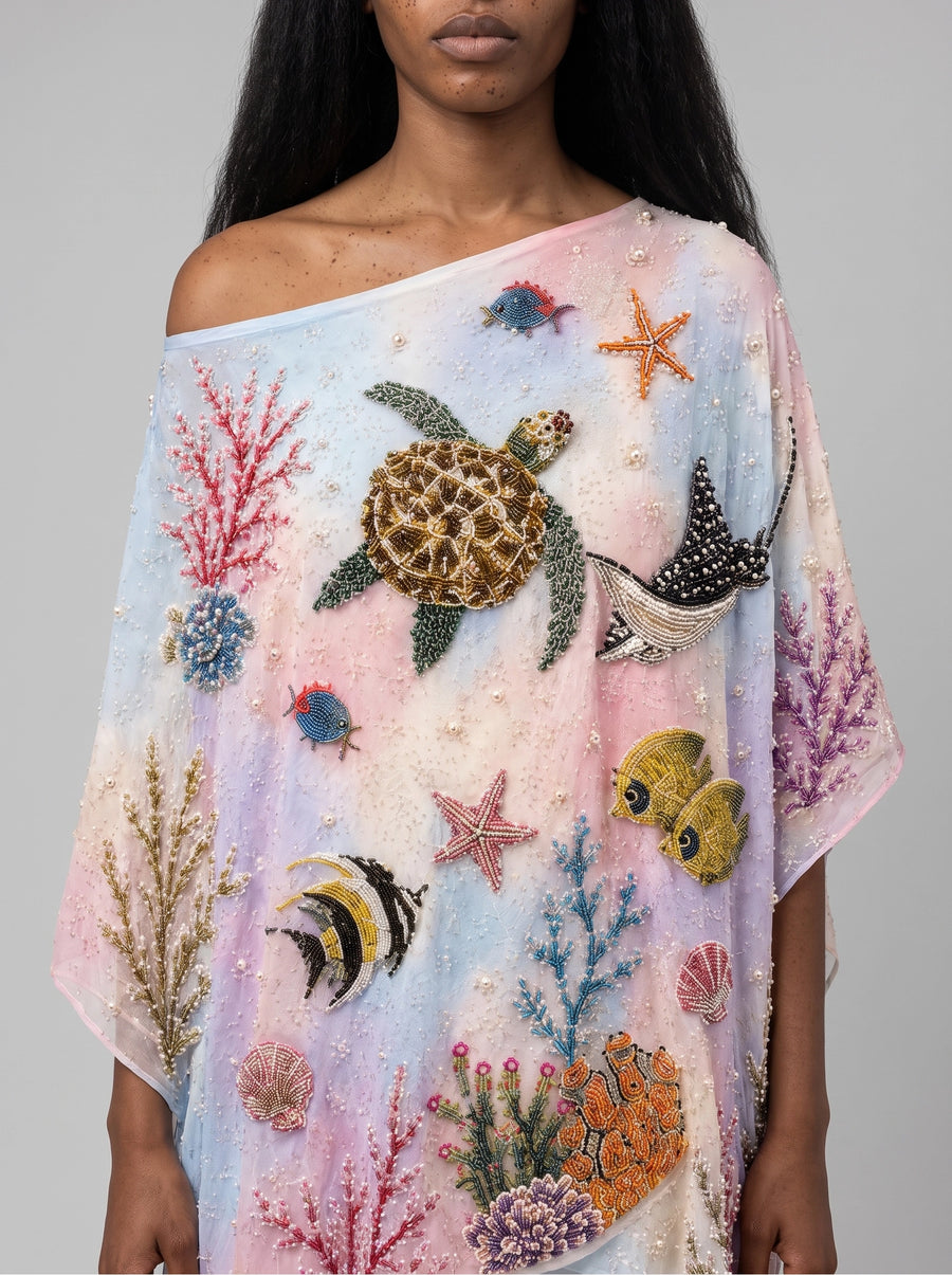 Sea Fantasy Pastel Multi Color Kaftan
