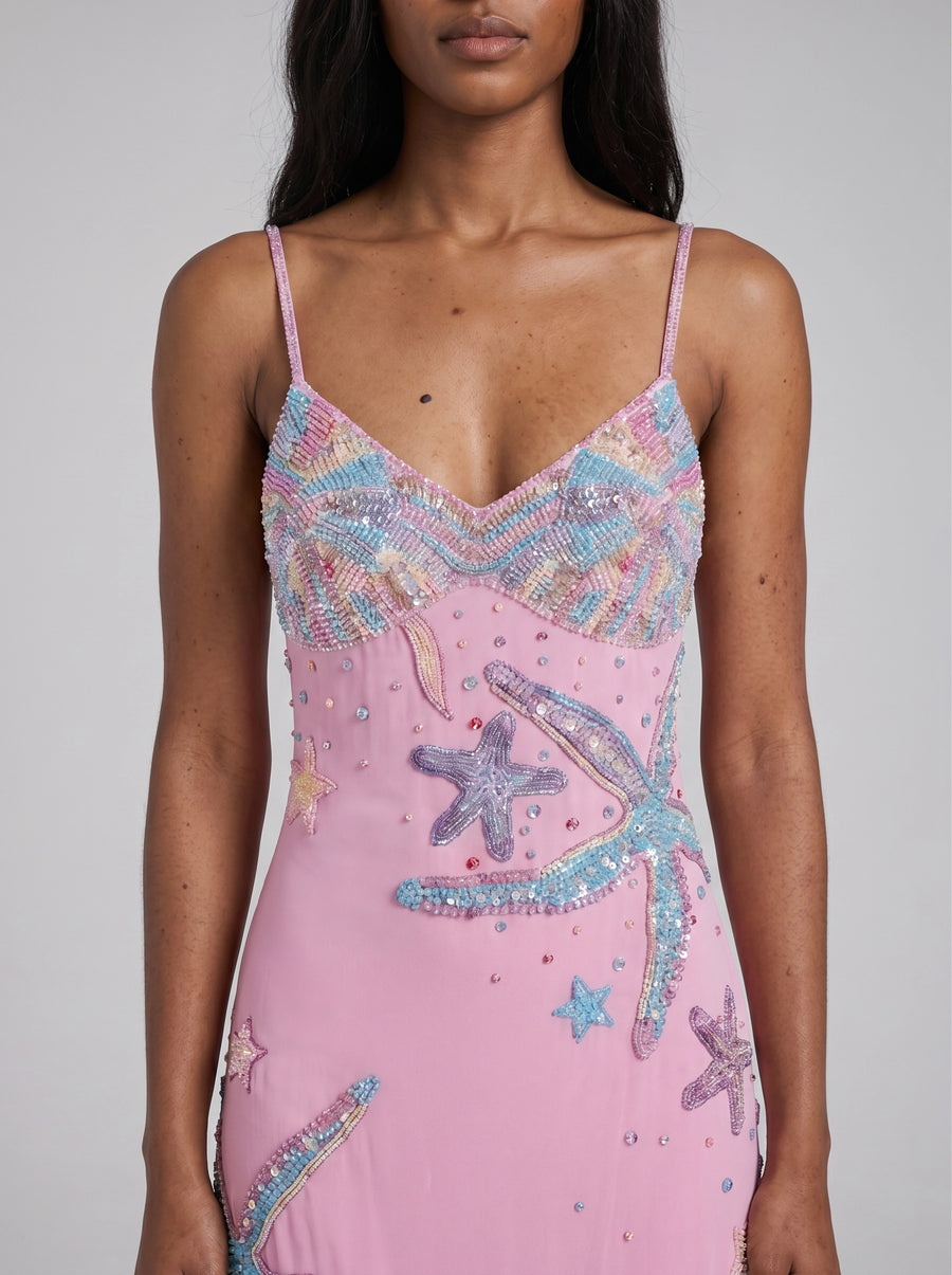 Crescent Shell Pink Long Dress