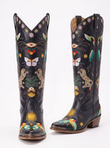 Willow Embroidered Leather Boots Multi Colour