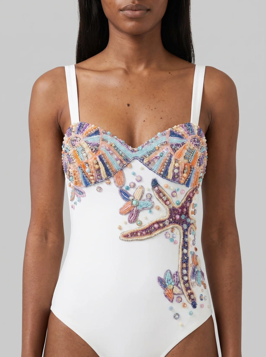 Selene Sea Shell Swimsuit White