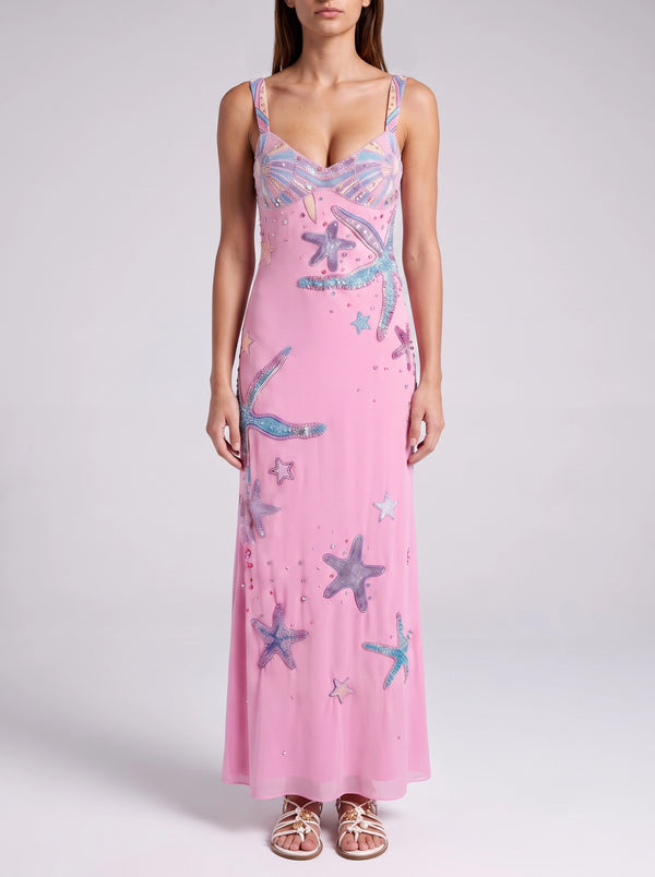 Crescent Shell Pink Long Dress
