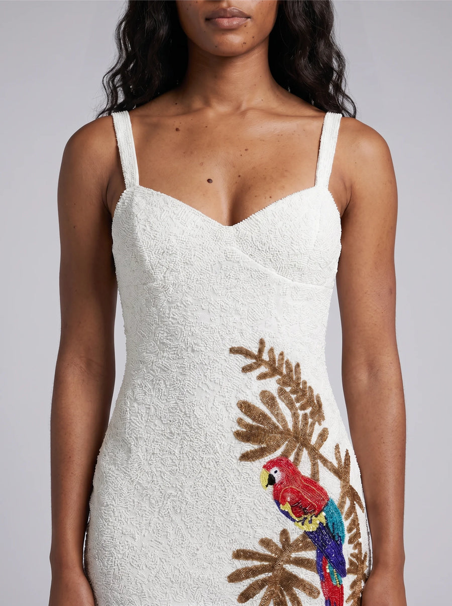 Cassie Parrot White Mini Dress