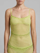 Shimmer Falls Sheer Green Midi Dress