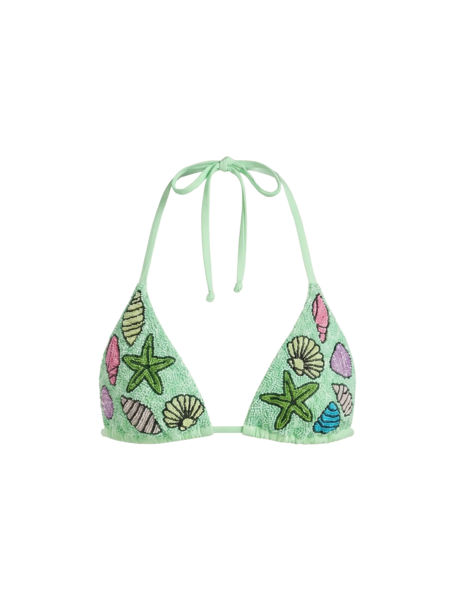 Starfish Shell Green Bikini Top