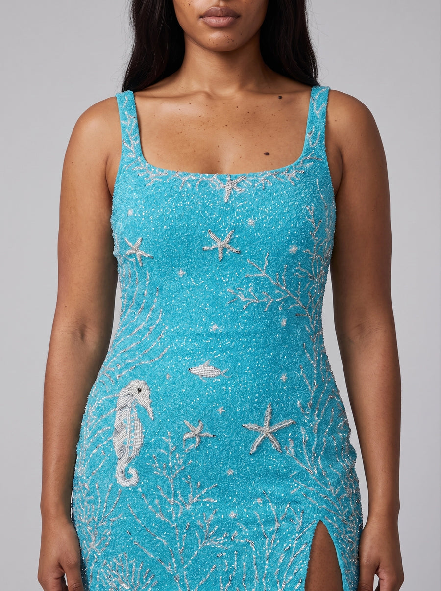 Azure Reef Blue Mini Dress