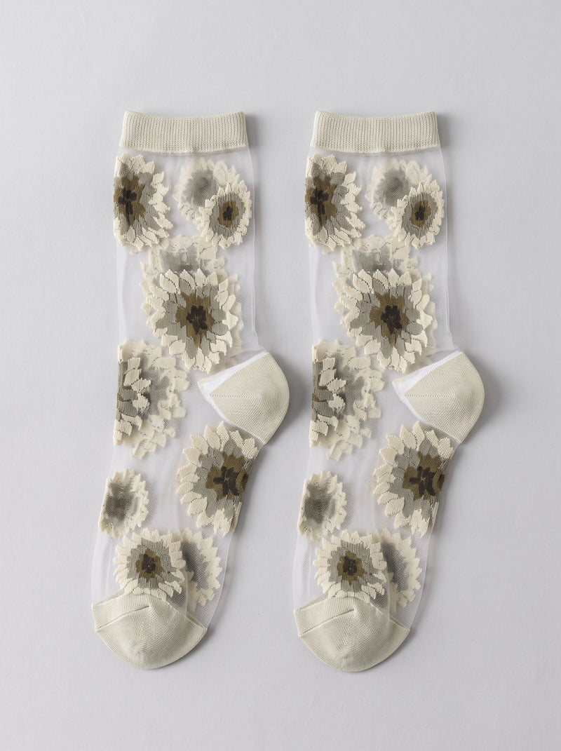 Pale Green Petal Veil Socks