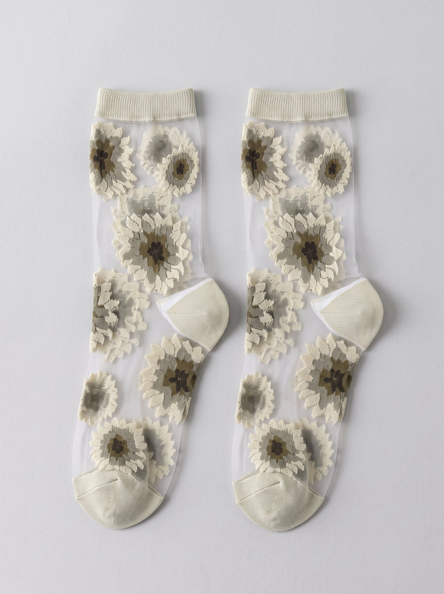 Pale Green Petal Veil Socks