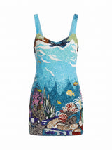 Mira Beaded Blue Mini Dress
