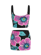 Royal Hibiscus Black Co-ord Top