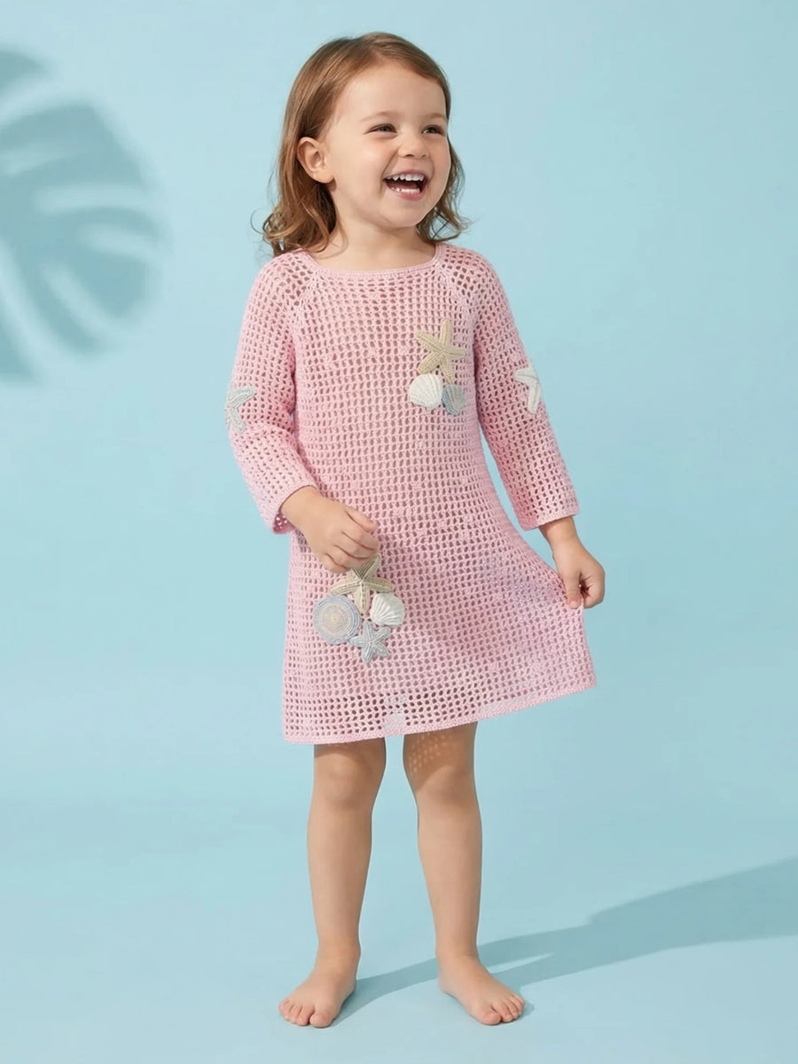 Pink Sea Shell Kids Crochet Dress
