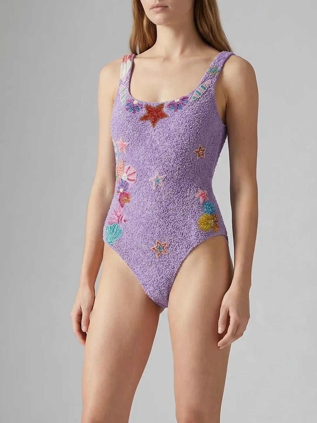 Sea Whisper Fully Beaded Pink Swimsuit