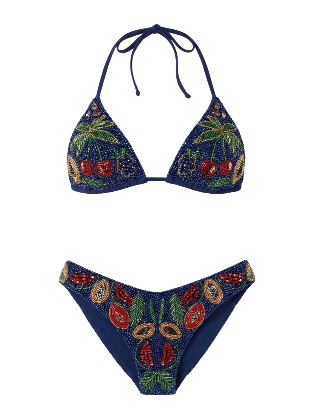 Cherry Bikini Top in Navy