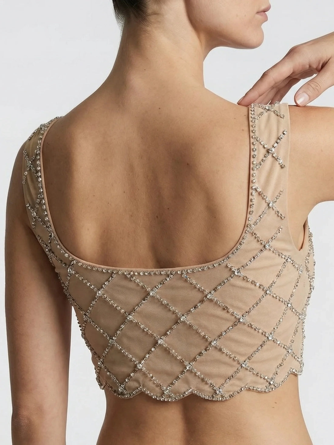 Diamonds and Pearls Nude Crop Top