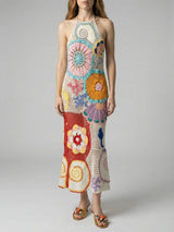 Kaia Crochet Coral Multi Maxi Dress