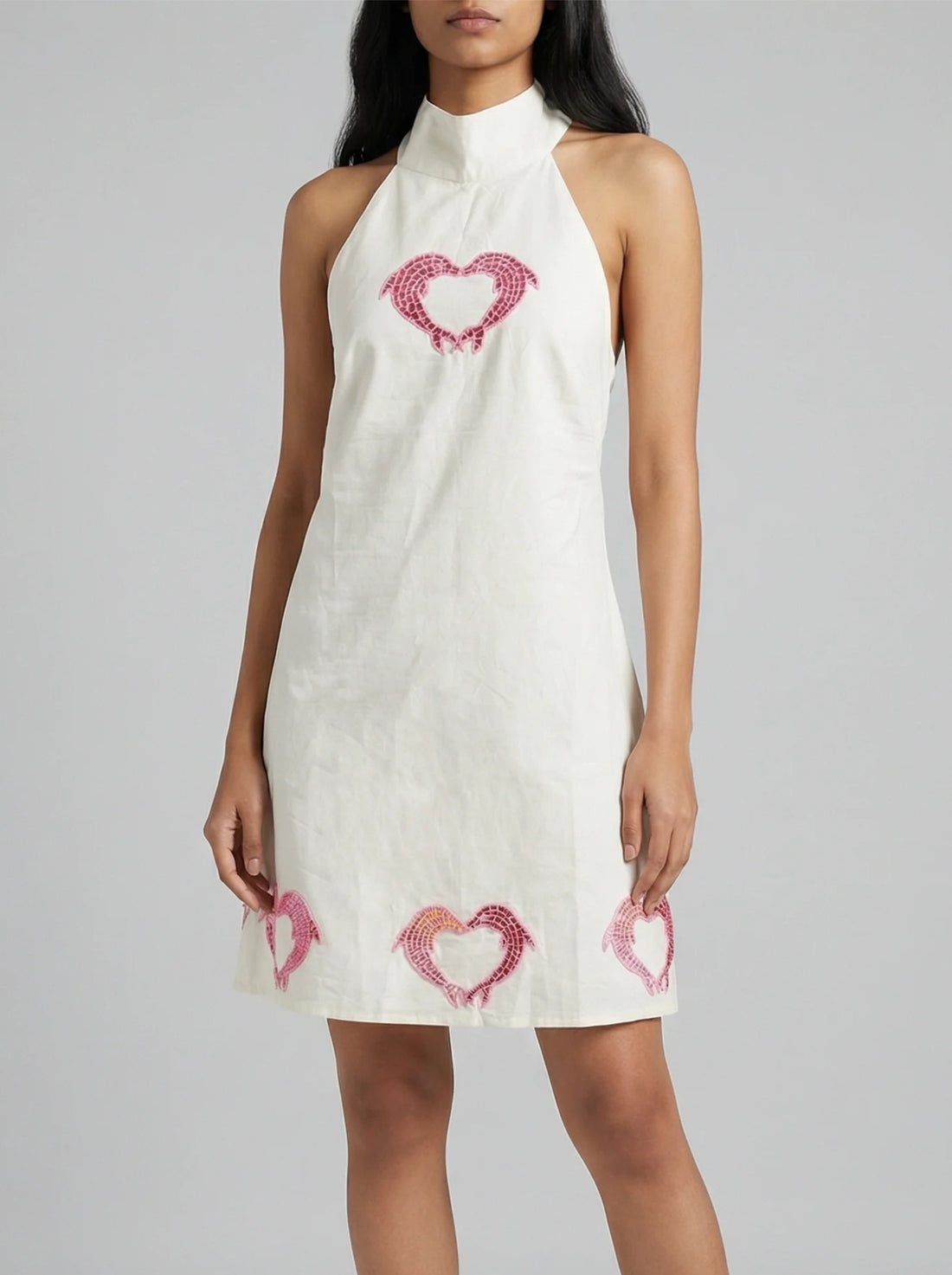 Dolphin Heart Halter White Dress