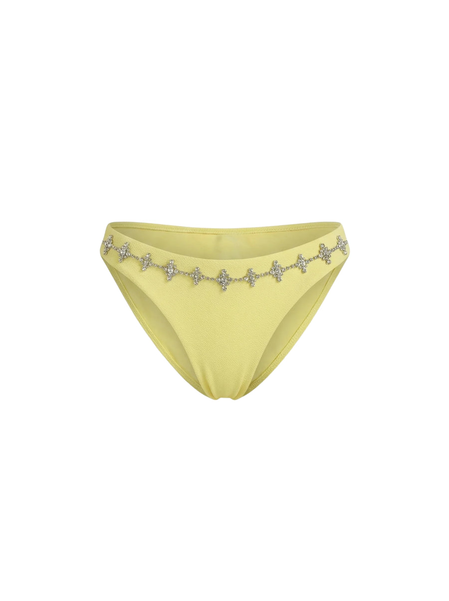 Aaliyah Embellished Bikini Bottom Yellow