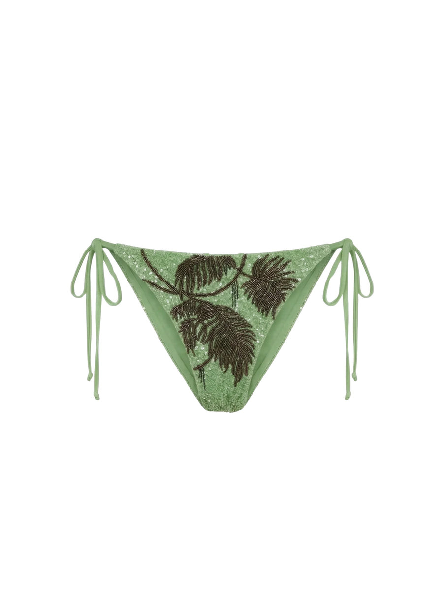 St. Barth Green Hand-Beaded Crystal Bikini Top
