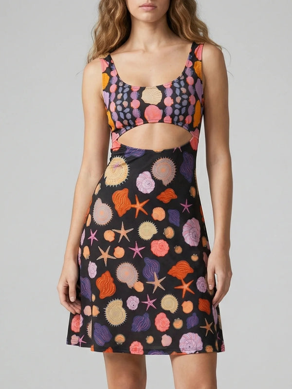 Midnight Reef Cut-Out Mini Dress