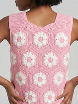 Daisy Bloom Crochet Pink Cardigan