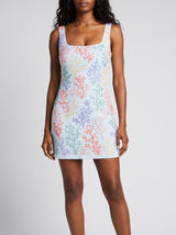 Riviera Coral Hand-Beaded White Mini Dress