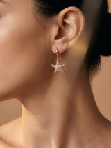 Red Starfish Gold Earrings