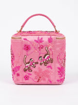 Tropical Pink Hand-Embroidered Vanity Bag