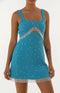 Posy Sea Blue Beaded Mini Dress