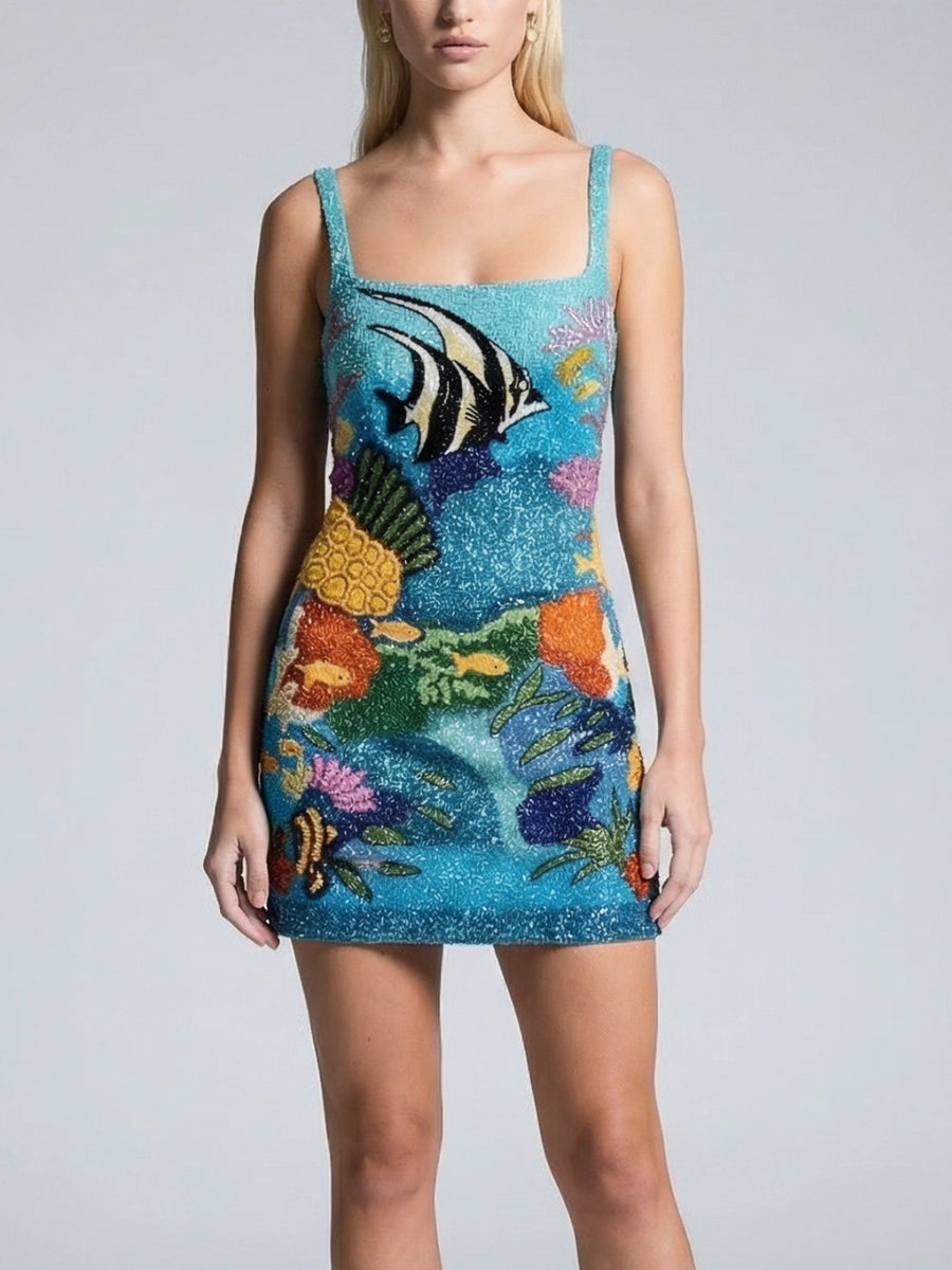 Celeste Blue Mini Dress, M / Blue