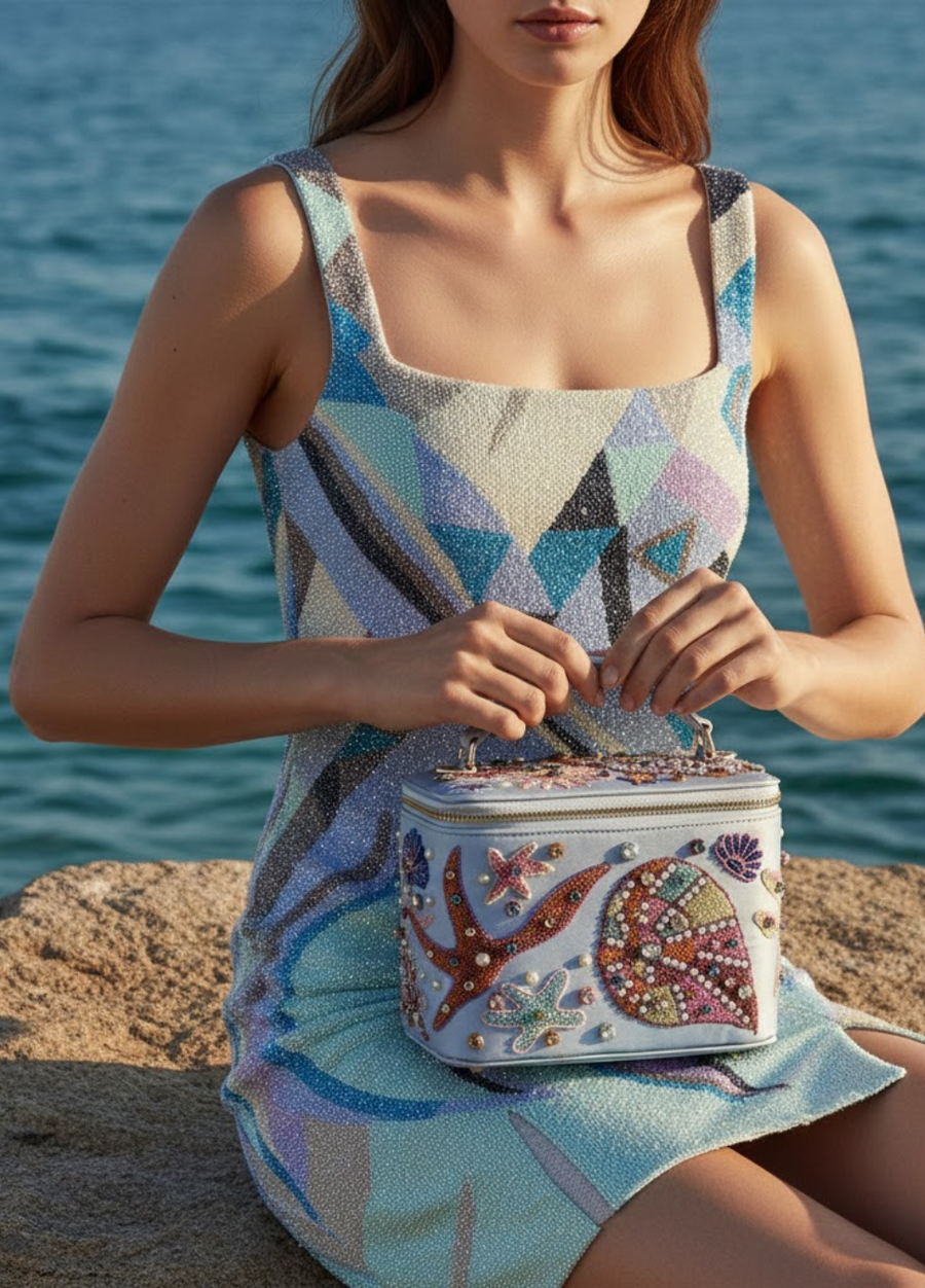 Selene Vanity Blue Makeup Bag