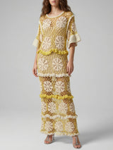 Daisy Crochet Dress White and Yellow